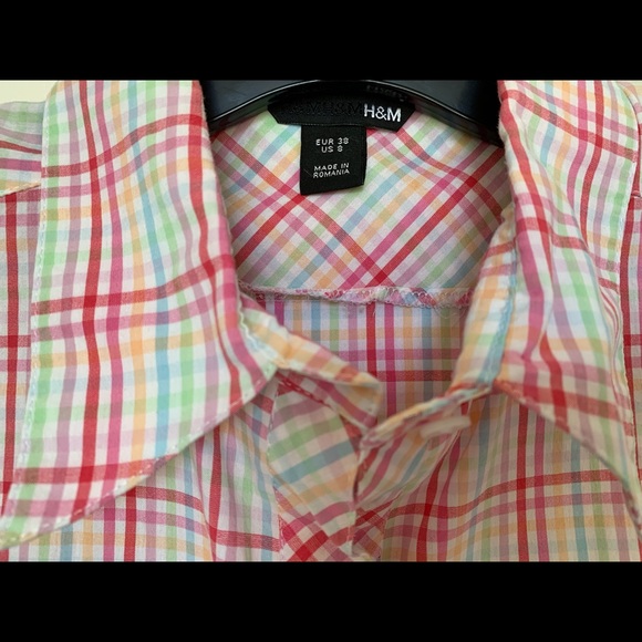 H&M multi-colored sleeveless button down top - sz 8 - Picture 5 of 9